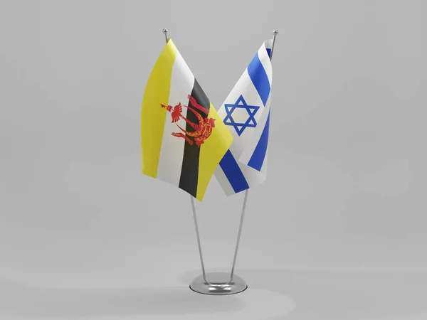 Σημαίες Συνεργασίας Ισραήλ Μπρουνέι Λευκό Φόντο Render — Φωτογραφία Αρχείου