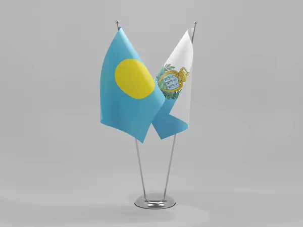 Сан Марино Флаги Сотрудничества Палау Белый Фон Рендер — стоковое фото