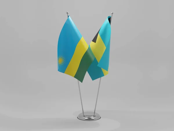 Bahamas Rwanda Cooperation Flags White Background Render — Stock Photo, Image