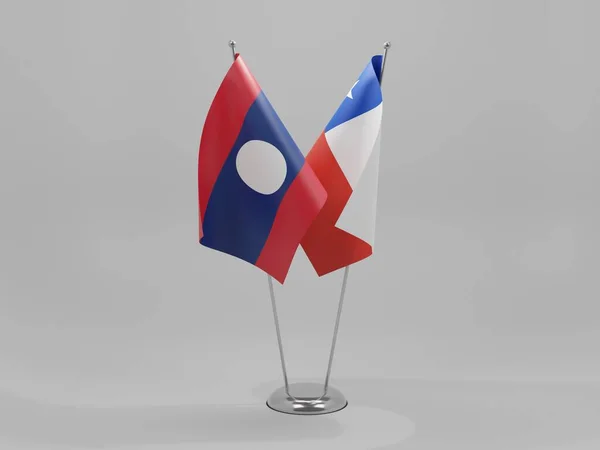 Σημαίες Συνεργασίας Χιλής Λάος Λευκό Φόντο Render — Φωτογραφία Αρχείου