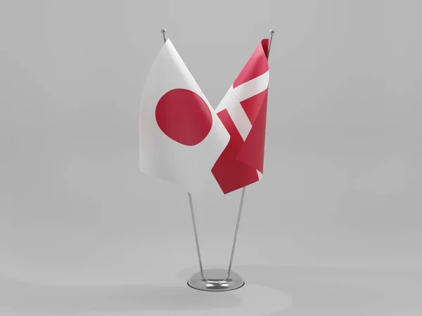 Dinamarca Banderas Cooperación Japón Fondo Blanco Render —  Fotos de Stock