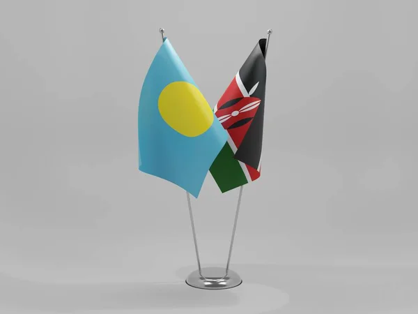 Quênia Bandeiras Cooperação Palau Fundo Branco Render — Fotografia de Stock