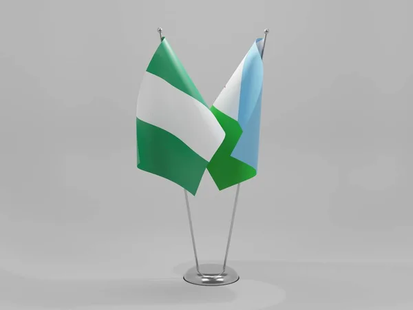Τζιμπουτί Νιγηρία Σημαίες Συνεργασίας Λευκό Φόντο Render — Φωτογραφία Αρχείου