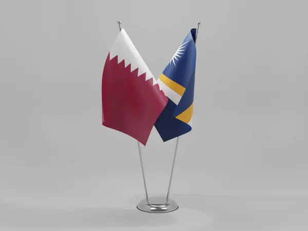 Маршалловы Острова Катар Флаги Сотрудничества Белый Фон Рендер — стоковое фото