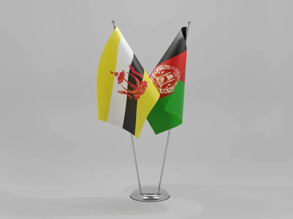 Afghanistan Bandiere Cooperazione Brunei Sfondo Bianco Render — Foto Stock