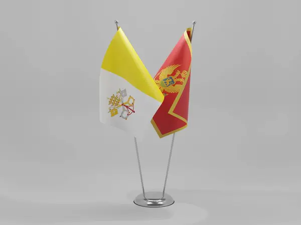 Montenegró Vatikán City Cooperation Flags Fehér Háttér Render — Stock Fotó