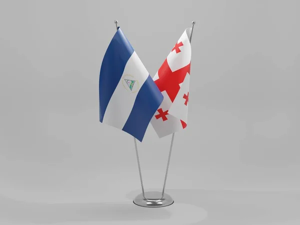 Georgië Nicaragua Samenwerkingsvlaggen Witte Achtergrond Render — Stockfoto