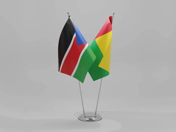 Guinée Bissau Drapeaux Coopération Soudan Sud Fond Blanc Render — Photo