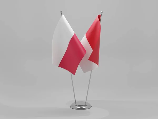 Mônaco Polônia Bandeiras Cooperação Fundo Branco Render — Fotografia de Stock
