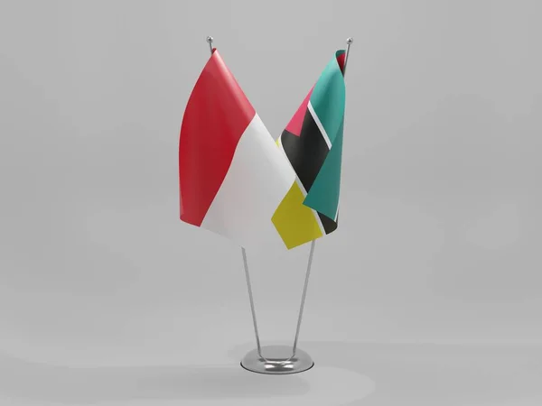 Mozambique Indonesia Cooperation Flags White Background Render — Stock Photo, Image