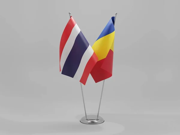 罗马尼亚 泰国合作旗 白色背景 3D渲染 — 图库照片