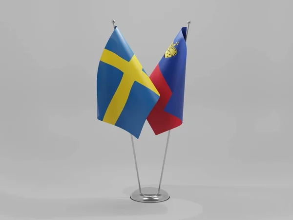 Liechtenstein Sweden Cooperation Flags White Background Render — Stock Photo, Image