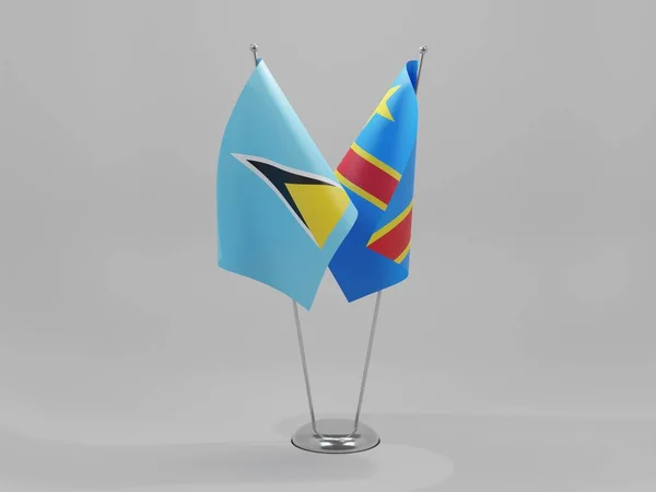 공화국 Saint Lucia Cooperation Flags White Background Render — 스톡 사진