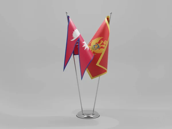 Montenegro Bandiere Cooperazione Nepal Sfondo Bianco Render — Foto Stock