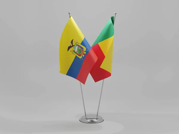Benín Banderas Cooperación Ecuador Fondo Blanco Render —  Fotos de Stock
