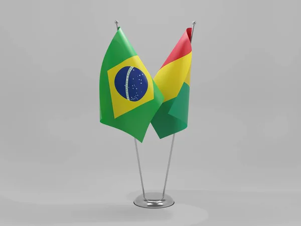 Samenwerking Guinee Brazilië Vlaggen Witte Achtergrond Render — Stockfoto