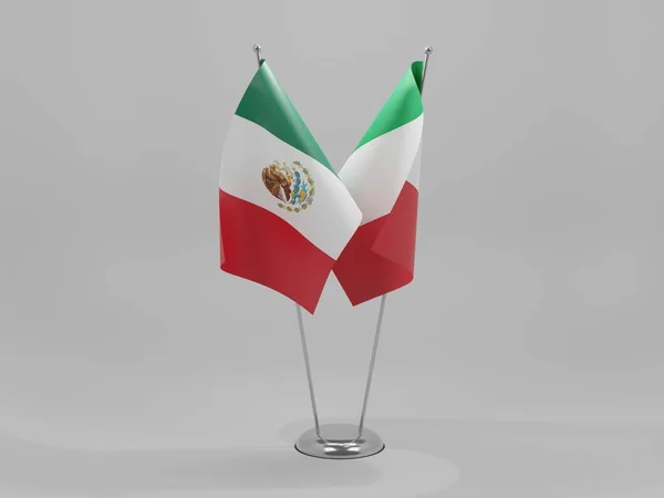 Italia Banderas Cooperación México Fondo Blanco Render — Foto de Stock