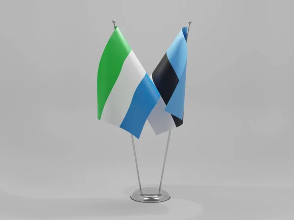 Estonia Banderas Cooperación Sierra Leona Fondo Blanco Render —  Fotos de Stock