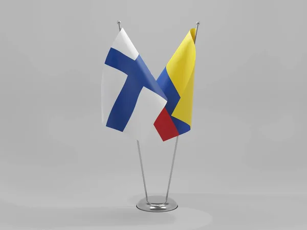 Colombia Finland Cooperation Flags White Background Render — стокове фото