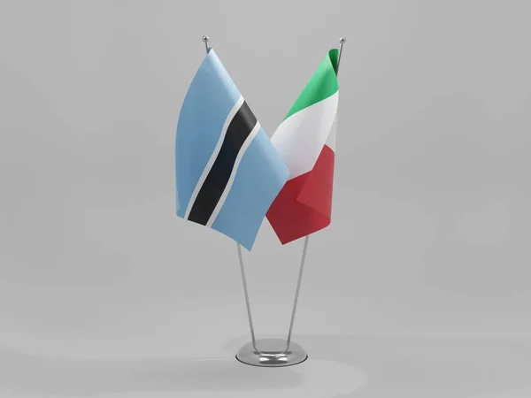 Italië Botswana Samenwerkingsvlaggen Witte Achtergrond Render — Stockfoto