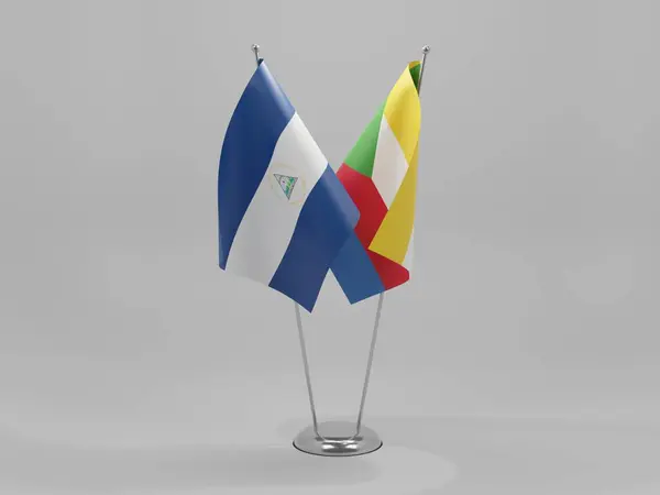 Comore Bandiere Cooperazione Del Nicaragua Sfondo Bianco Render — Foto Stock