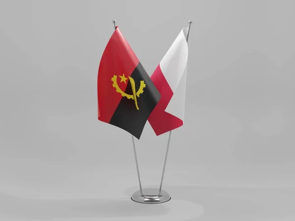 ポーランド アンゴラ協力旗 白の背景 3Dレンダリング — ストック写真