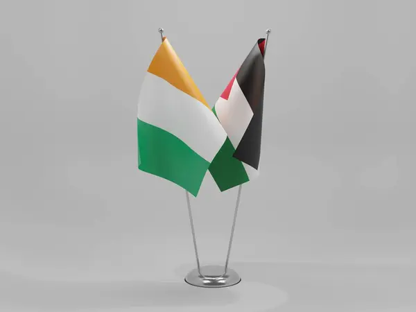 Palestine Cote Ivoire Cooperation Flags White Background Render — Stock Photo, Image