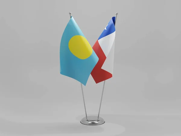 Χιλή Σημαίες Συνεργασίας Παλάου Λευκό Φόντο Render — Φωτογραφία Αρχείου
