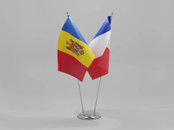 Γαλλία Μολδαβία Σημαίες Συνεργασίας Λευκό Φόντο Render — Φωτογραφία Αρχείου