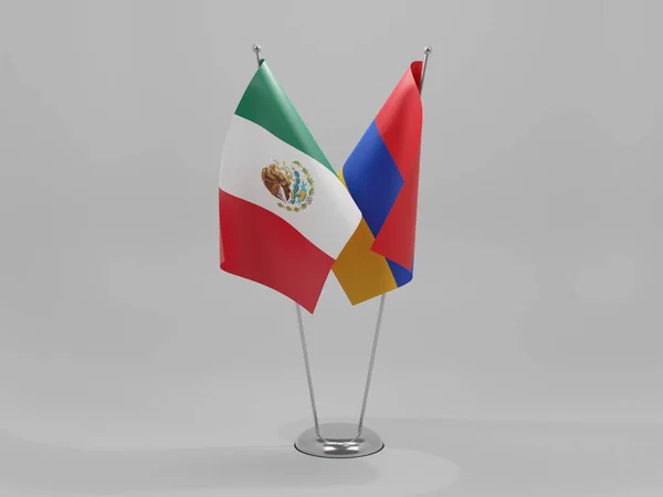 Armenia Banderas Cooperación México Fondo Blanco Render — Foto de Stock
