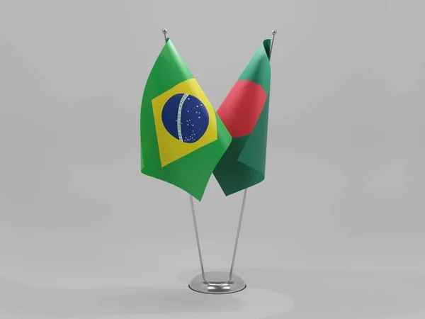 Bangladesh Bandeiras Cooperação Brasil Fundo Branco Render — Fotografia de Stock