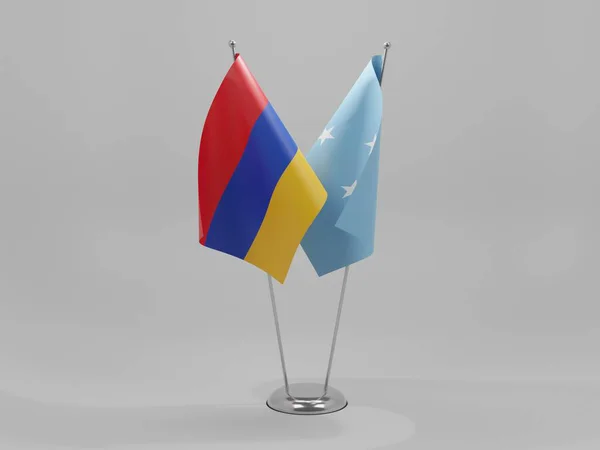Mikronesien Armenien Kooperationsfahnen Weißer Hintergrund Render — Stockfoto
