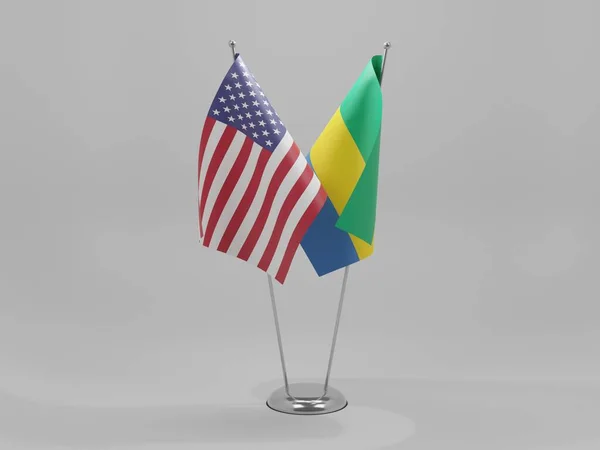 Gabão Bandeiras Cooperação Dos Estados Unidos América Fundo Branco Render — Fotografia de Stock