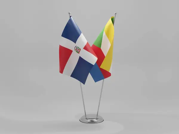 Comore Szigetek Dominikai Köztársaság Együttműködési Zászlók Fehér Háttér Render — Stock Fotó