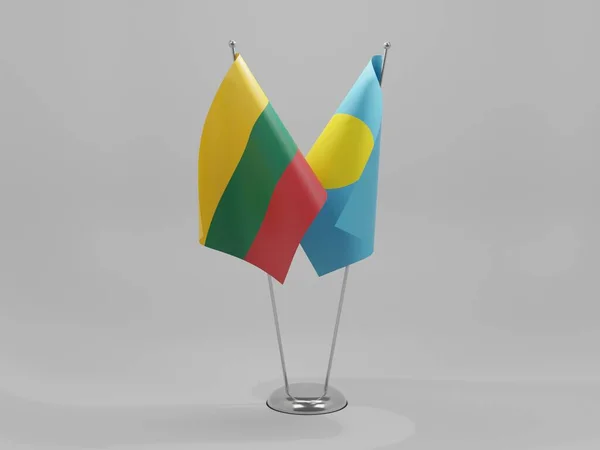 Palau Lithuania Cooperation Flags White Background Render — Stock Photo, Image