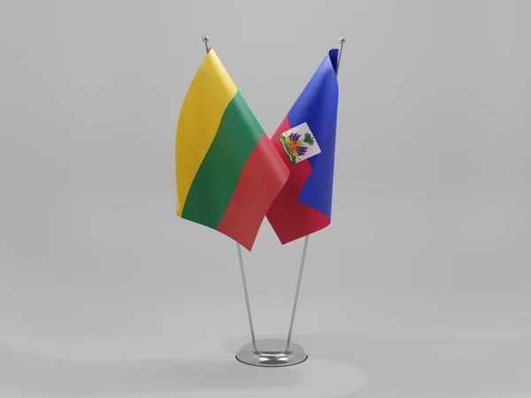 Haiti Litauen Kooperationsfahnen Weißer Hintergrund Render — Stockfoto