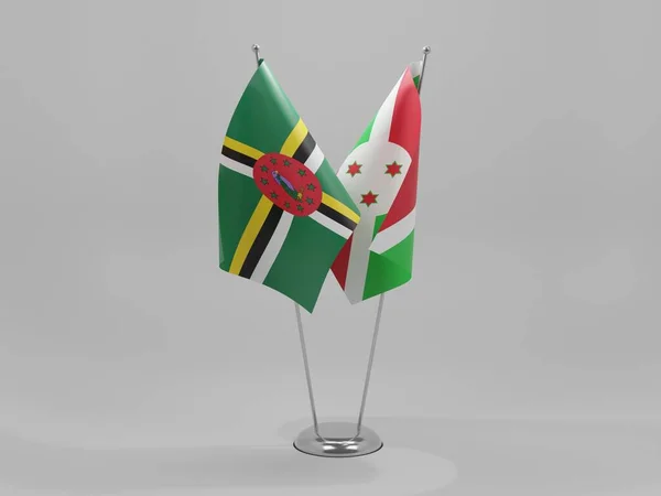 Μπουρούντι Σημαίες Συνεργασίας Δομίνικου Λευκό Φόντο Render — Φωτογραφία Αρχείου
