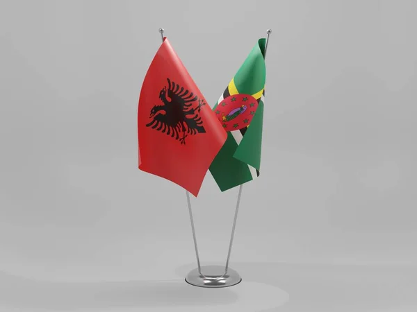 Dominica Albania Banderas Cooperación Fondo Blanco Render — Foto de Stock