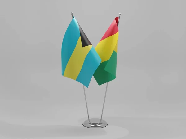 Guiné Bandeiras Cooperação Bahamas Fundo Branco Render — Fotografia de Stock