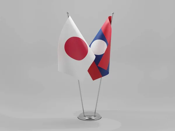 Laos Banderas Cooperación Japón Fondo Blanco Render —  Fotos de Stock