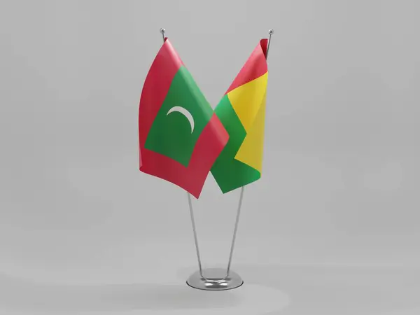 Guinée Bissau Drapeaux Coopération Des Maldives Fond Blanc Render — Photo