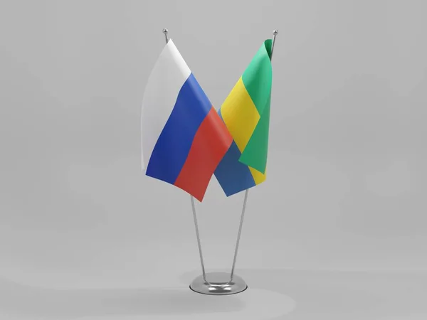 Gabon Russia Cooperation Flags White Background Render — стокове фото