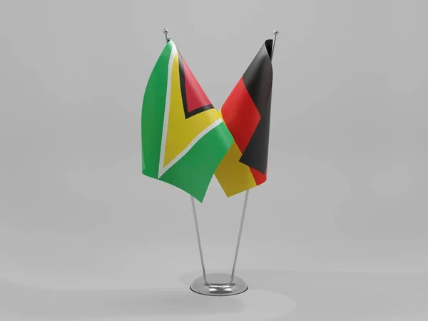 Germany Guyana Cooperation Flags White Background Render — стокове фото