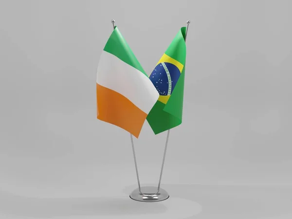 Brasile Irlanda Bandiere Cooperazione Sfondo Bianco Render — Foto Stock