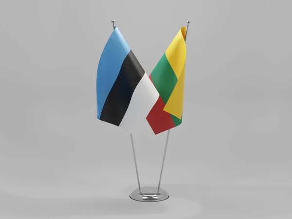 Lituania Estonia Banderas Cooperación Fondo Blanco Render —  Fotos de Stock