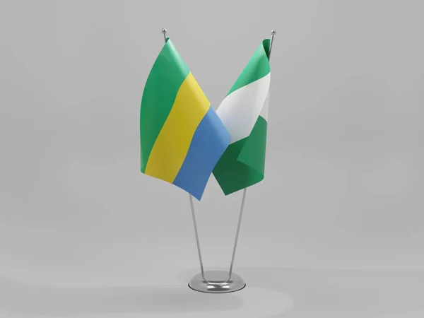 Νιγηρία Σημαίες Συνεργασίας Γκαμπόν Λευκό Φόντο Render — Φωτογραφία Αρχείου