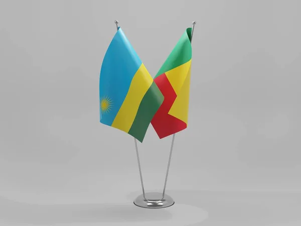 Benín Banderas Cooperación Ruanda Fondo Blanco Render —  Fotos de Stock