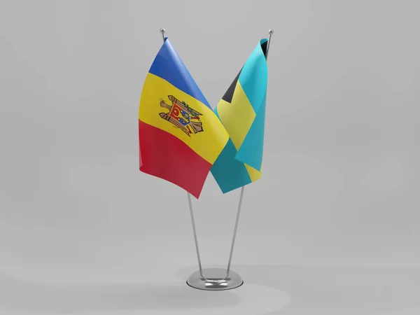 Bahamy Mołdawia Flagi Współpracy Białe Tło Render — Zdjęcie stockowe