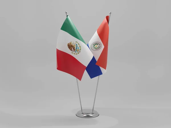 Paraguay Banderas Cooperación México Fondo Blanco Render — Foto de Stock