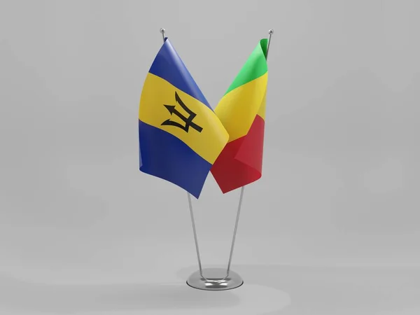 Malí Banderas Cooperación Barbados Fondo Blanco Render —  Fotos de Stock